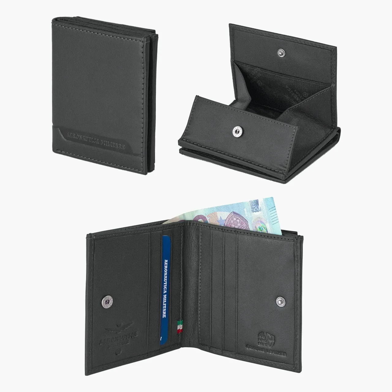 Air Force Military Wallet Vertical Men in Leather Moon Am234-ne Linea Line