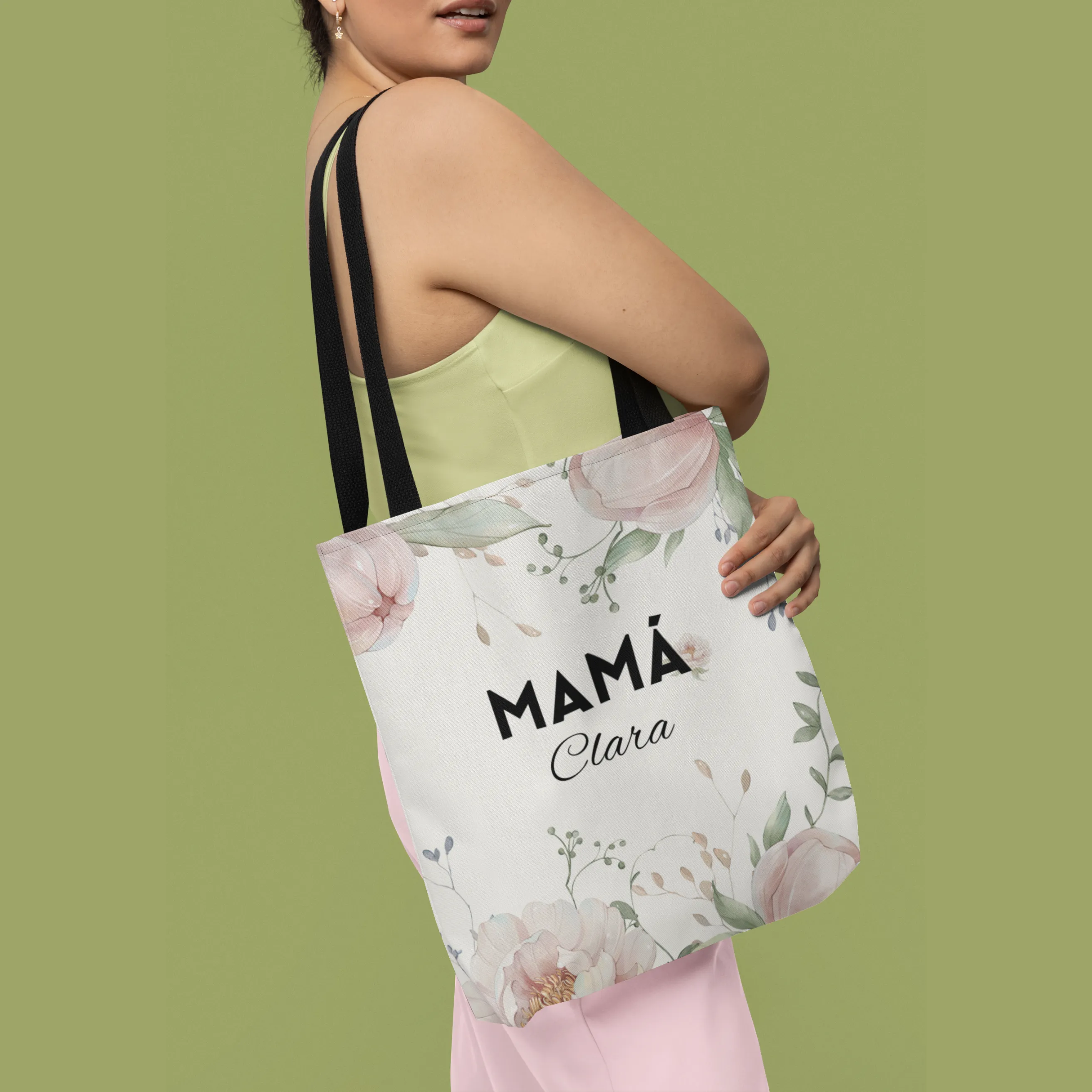 Custom Floral Tote Bag for Mamá