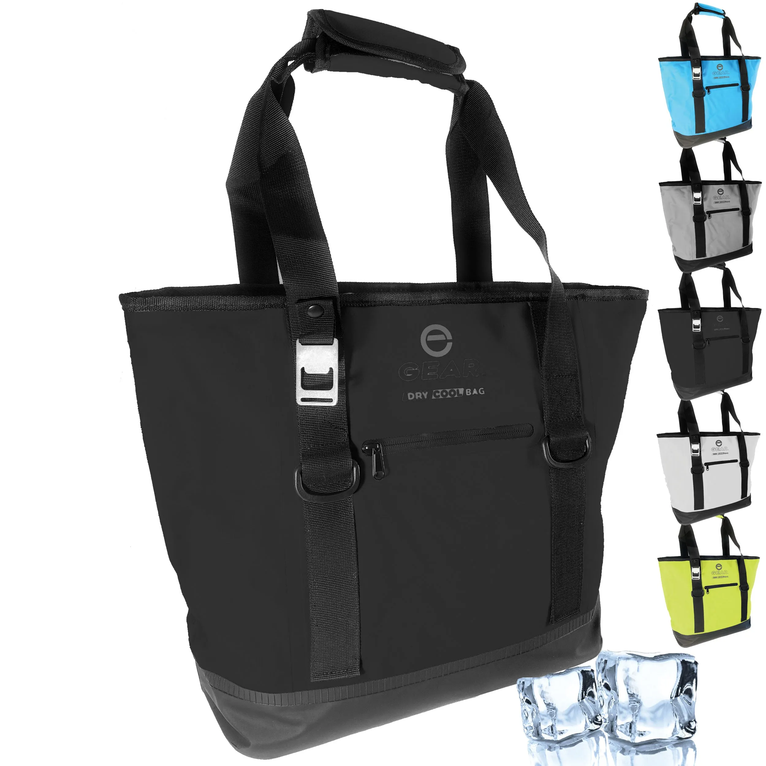 Enthusiast Gear Dry Bag Cooler Tote – Collapsible, waterproof, with Side Pocket - Perfect for Pool, Beach, Picnics, Grocery - 20 Cans