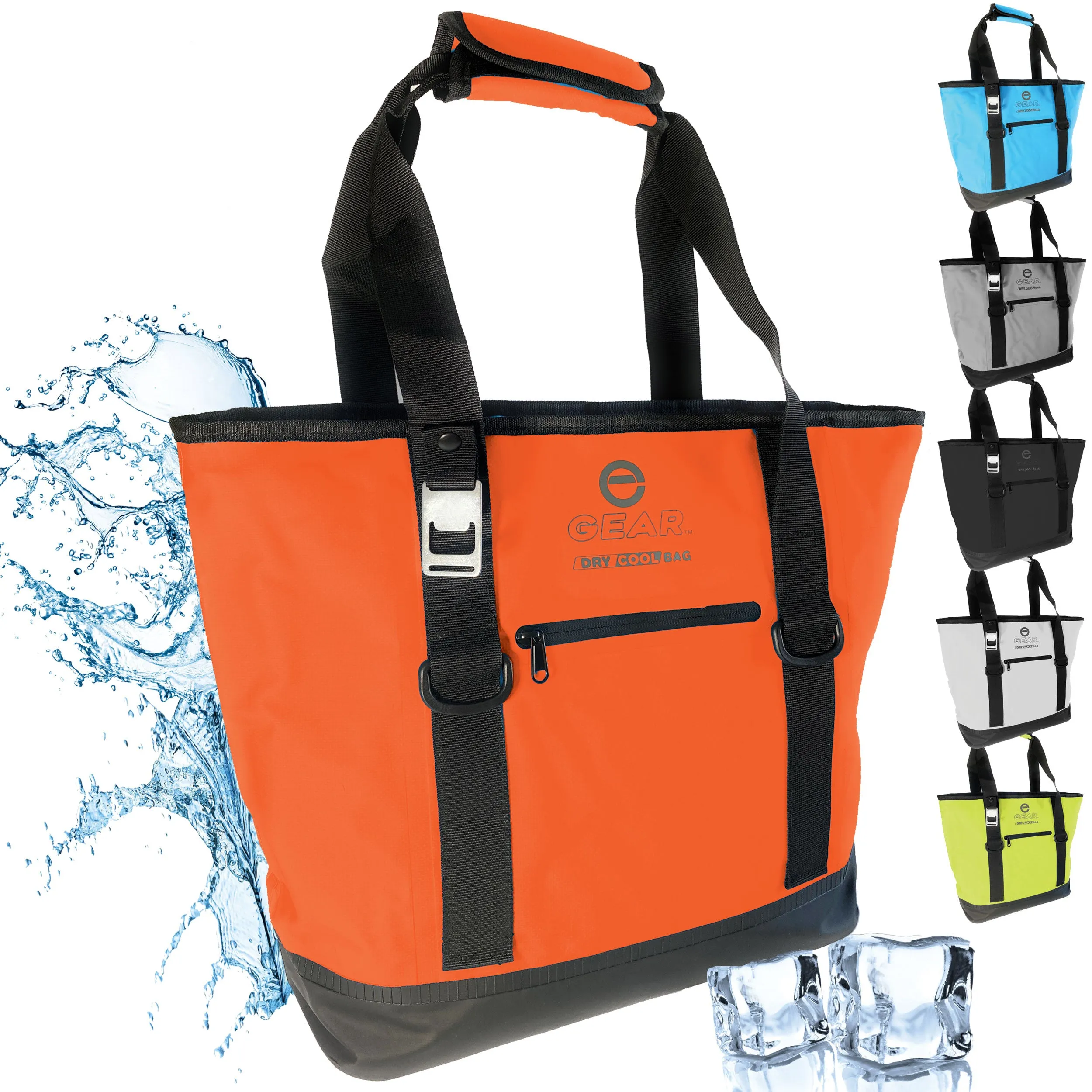 Enthusiast Gear Dry Bag Cooler Tote – Collapsible, waterproof, with Side Pocket - Perfect for Pool, Beach, Picnics, Grocery - 20 Cans