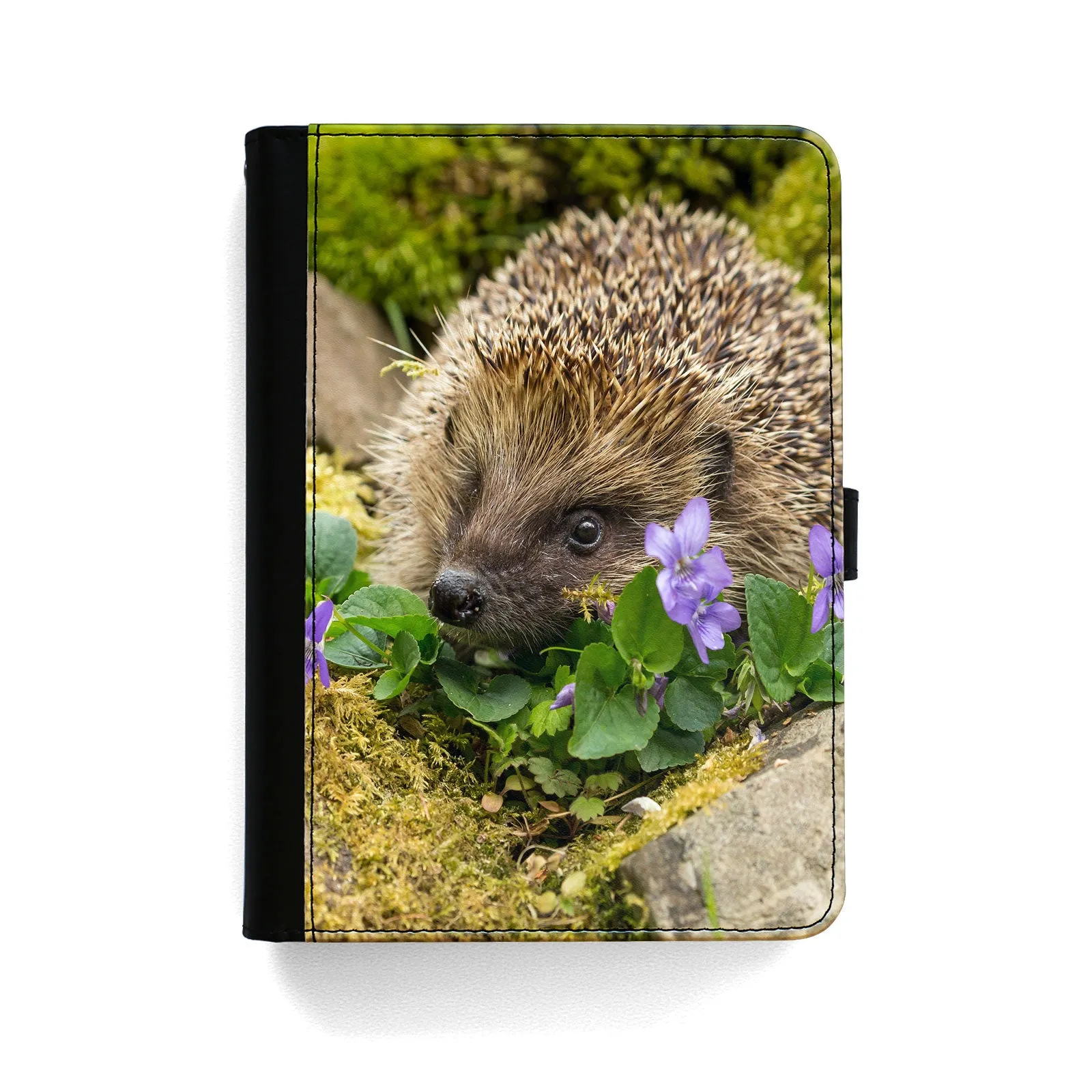 Hedgehog iPad Case - Purple Flowers and Hedgehog