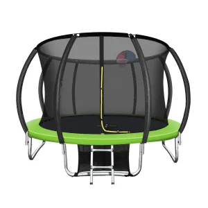 Mazam 10FT Round Spring Trampolines Kids Safety Net Enclosure w/ Basketball Set