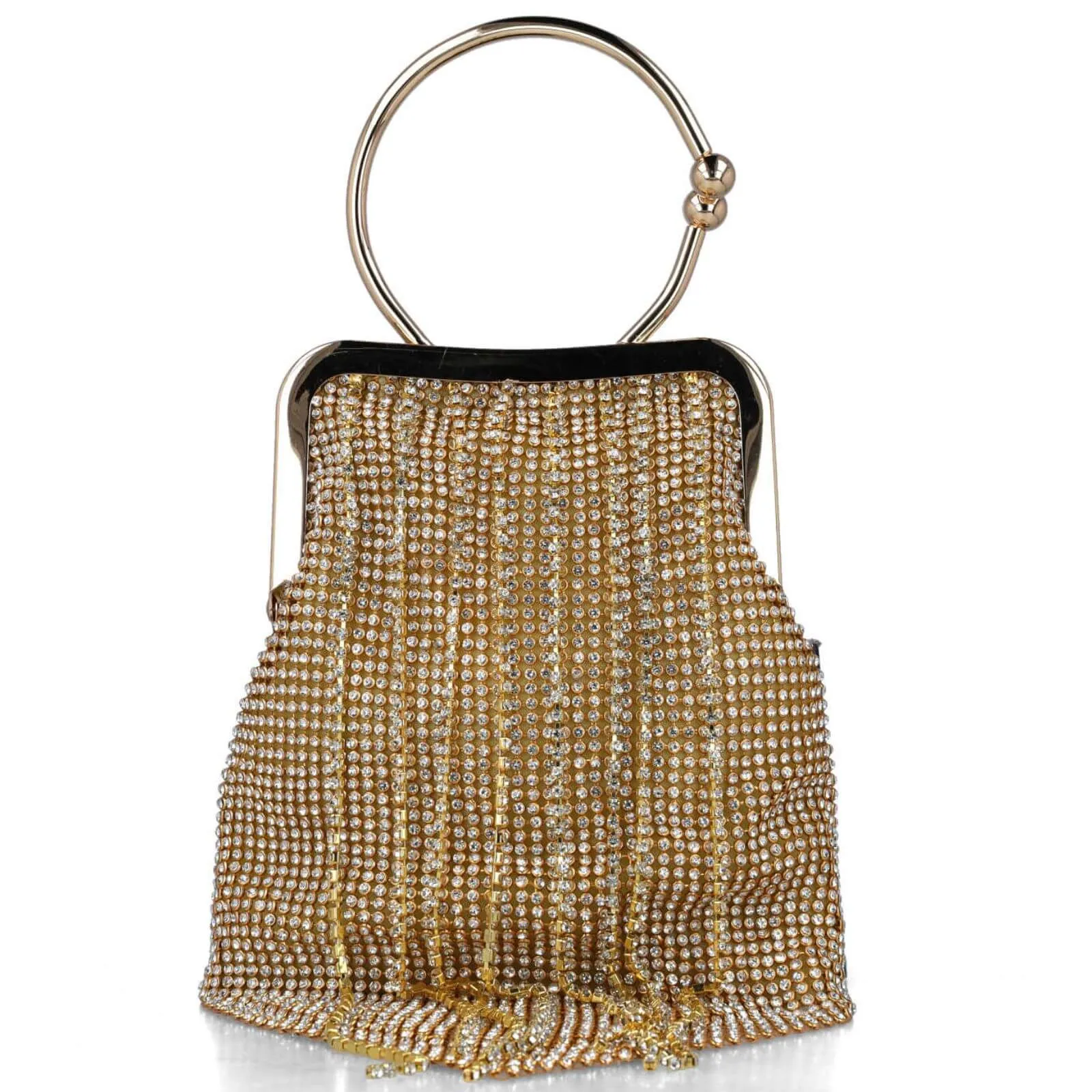 Menbur Gold Sparkly Fringed Bag