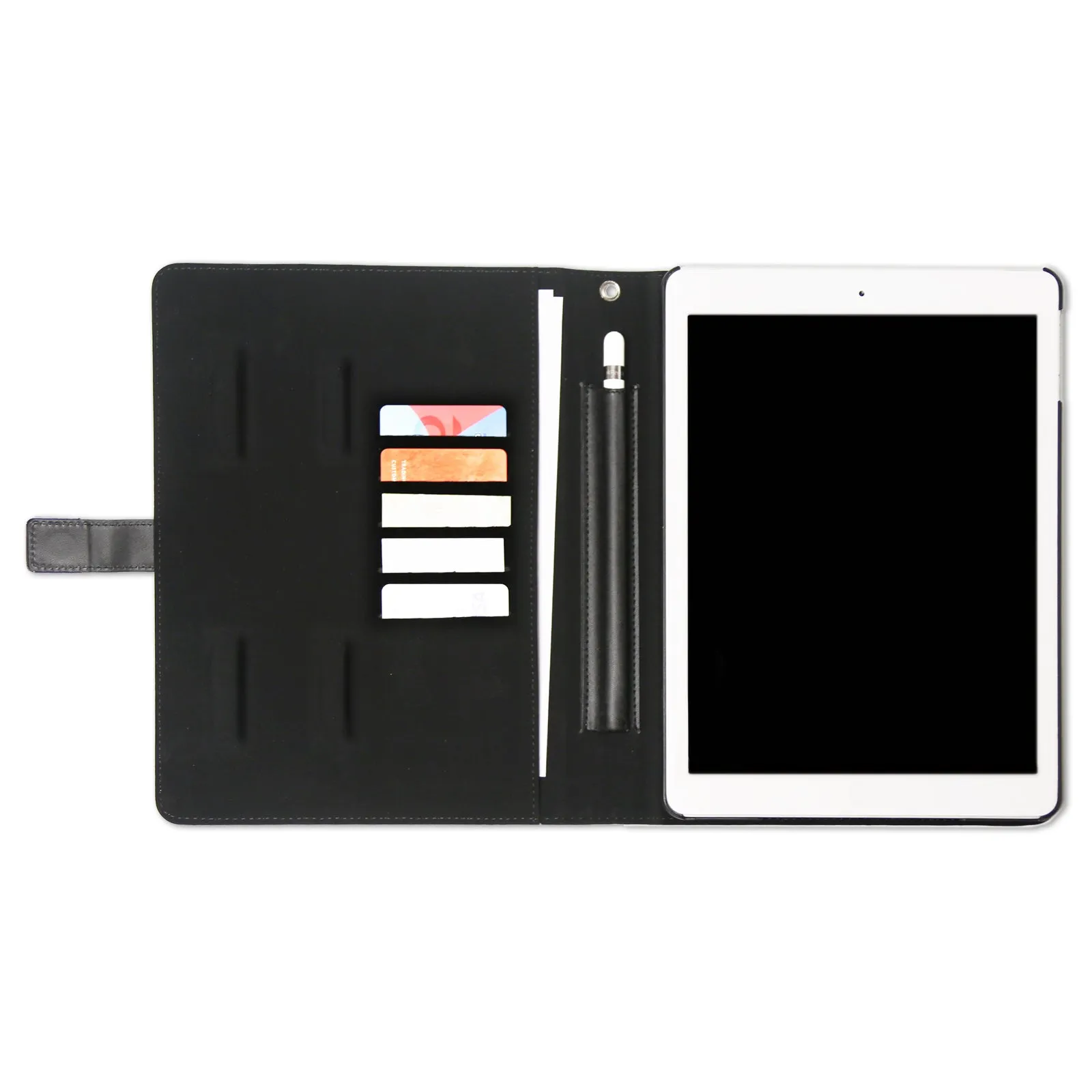 Personalised Leather iPad Case - Grey Speckled Marble with Text