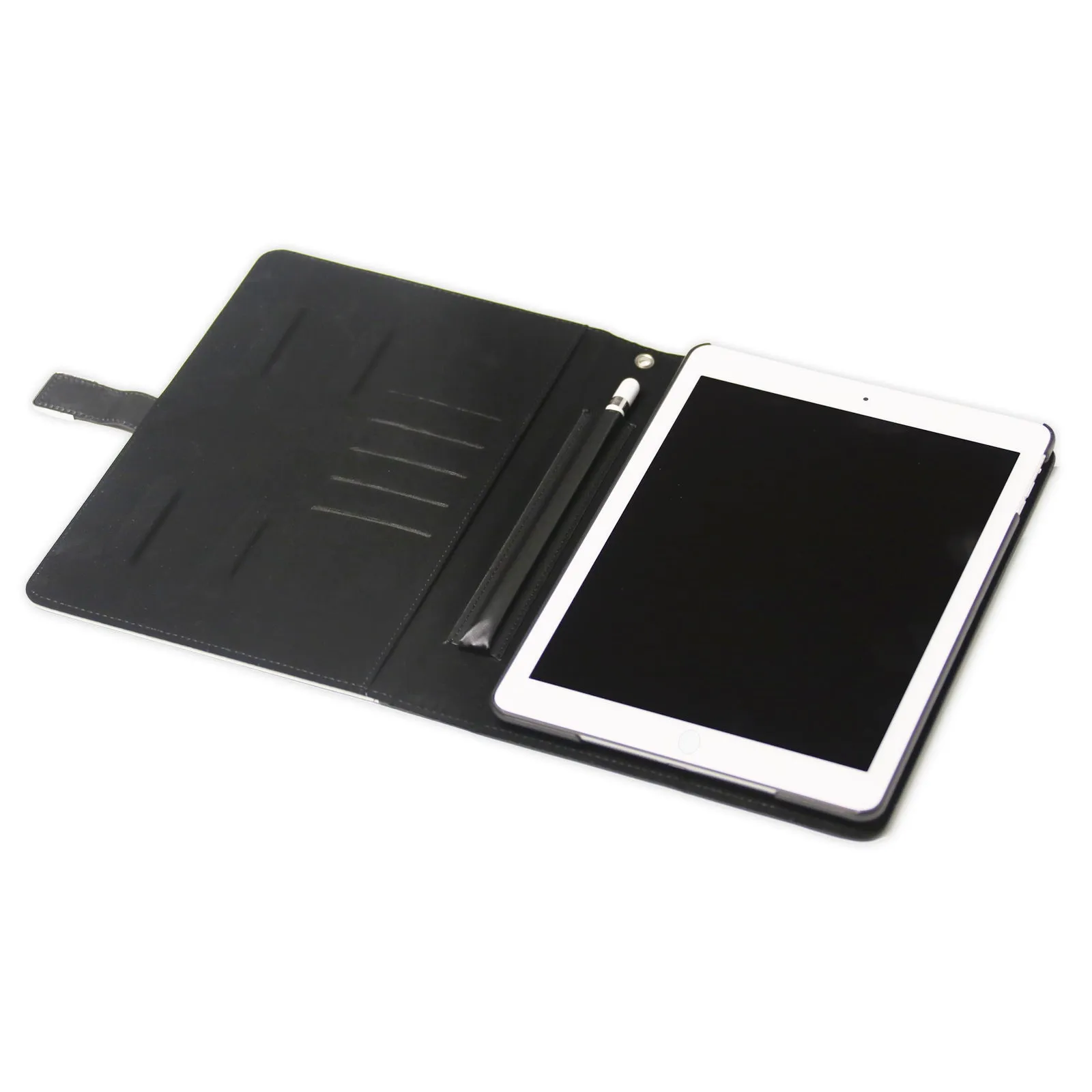 Personalised Leather iPad Case - Grey Speckled Marble with Text