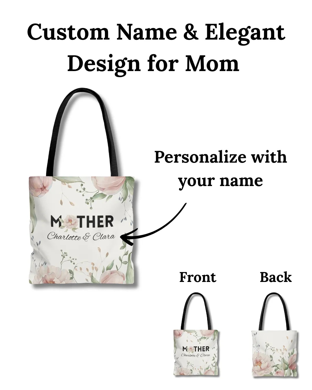Personalized Soft Floral Mother Tote Bag